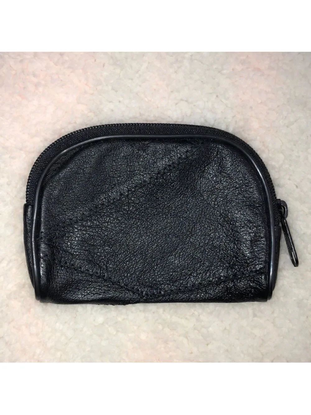 Patch Black Faux Leather Small Zip Wallet